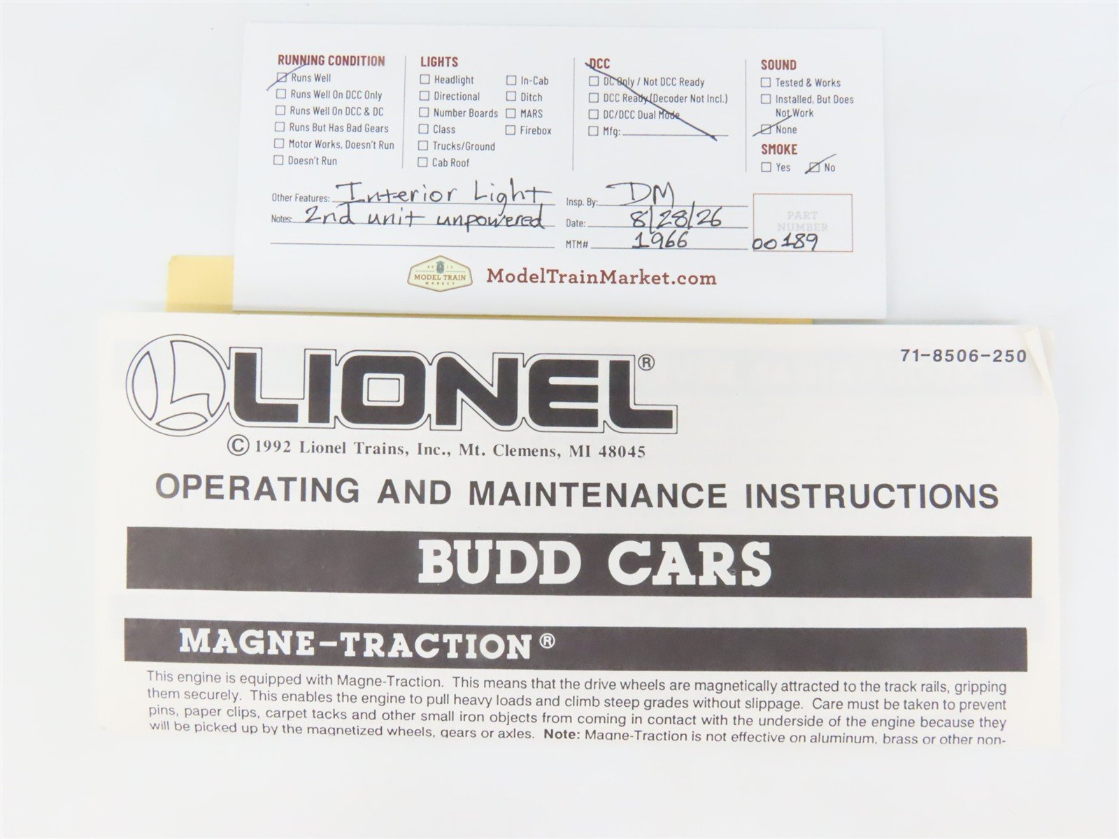 O Gauge 3-Rail Lionel 6-18506 CN Canadian National Budd RDC Diesel 2-Unit Set
