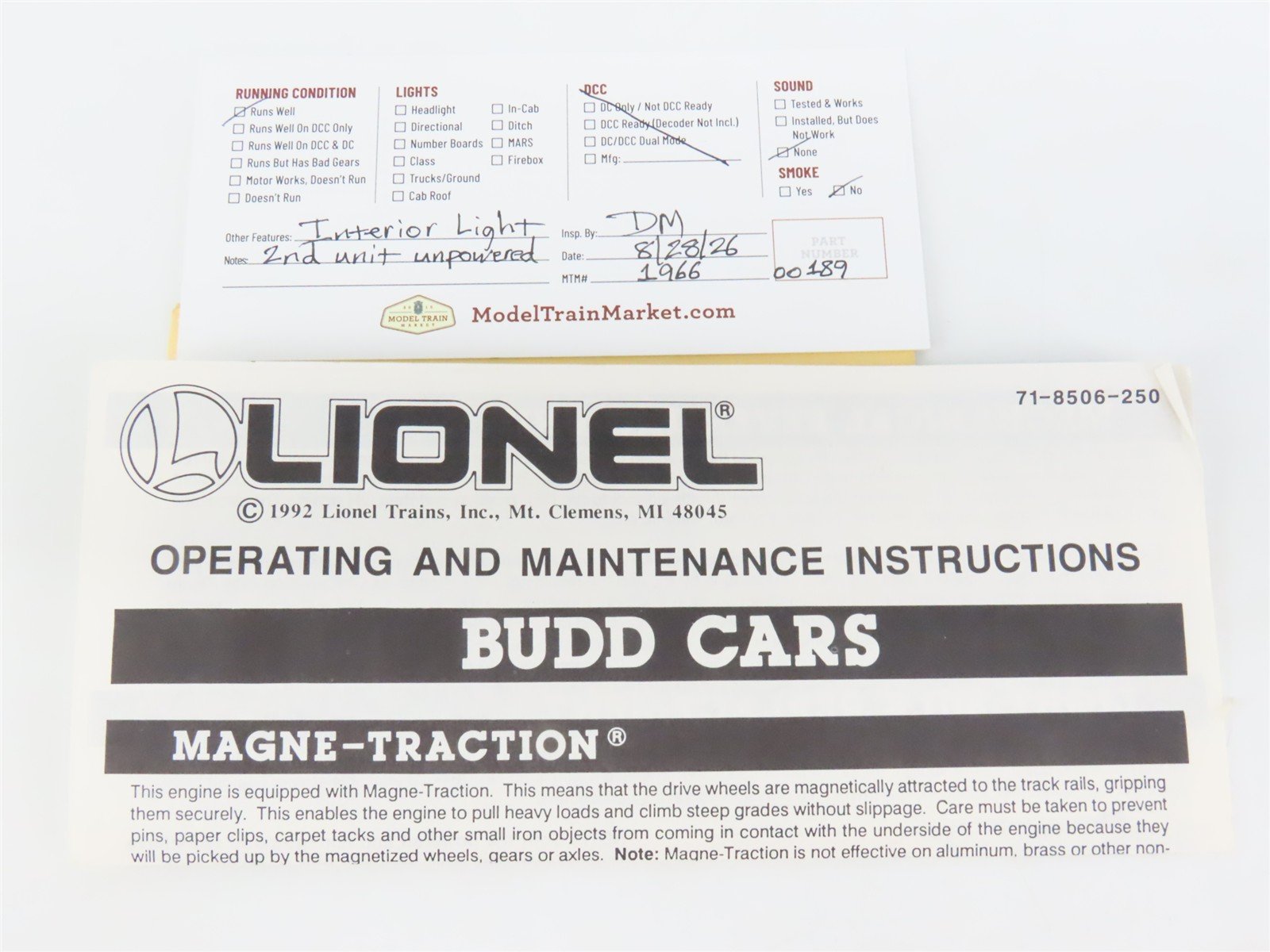 O Gauge 3-Rail Lionel 6-18506 CN Canadian National Budd RDC Diesel 2-Unit Set