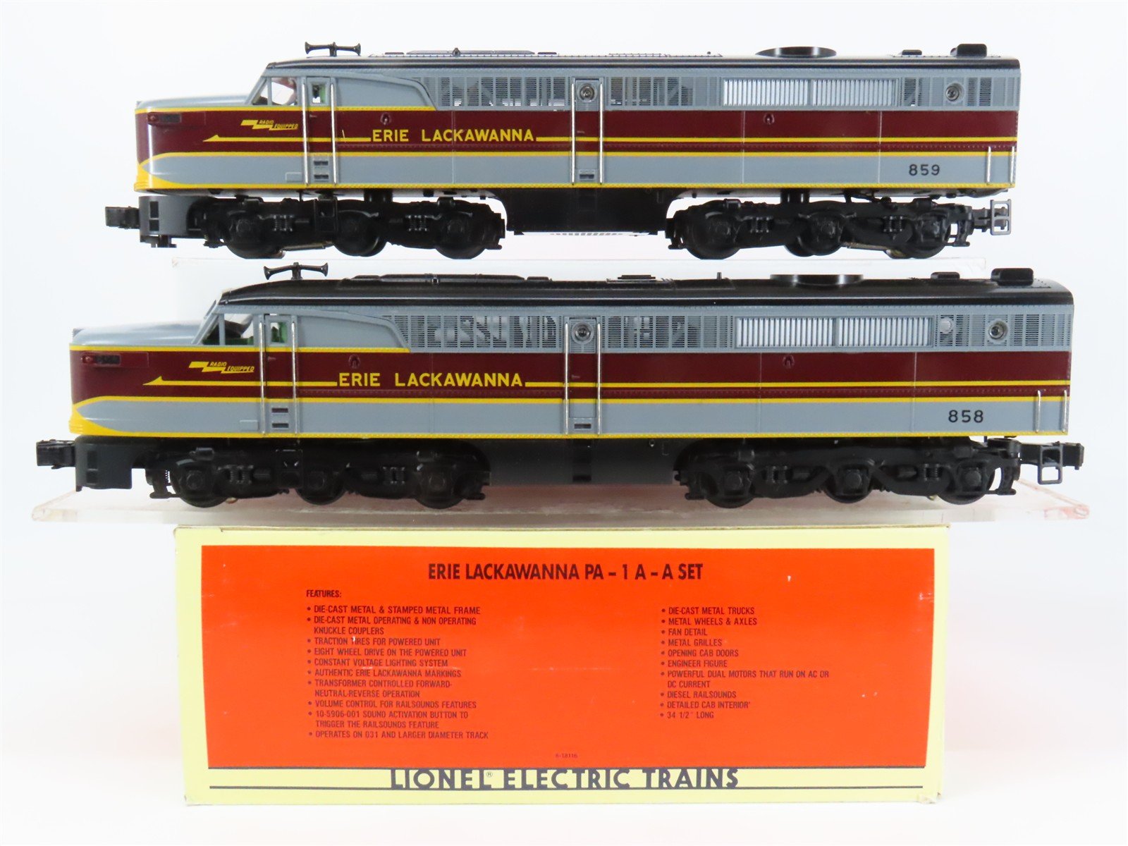O Gauge 3-Rail Lionel 6-18116 EL Erie Lackawanna ALCO PA1/PA1 Diesel Set w/Sound