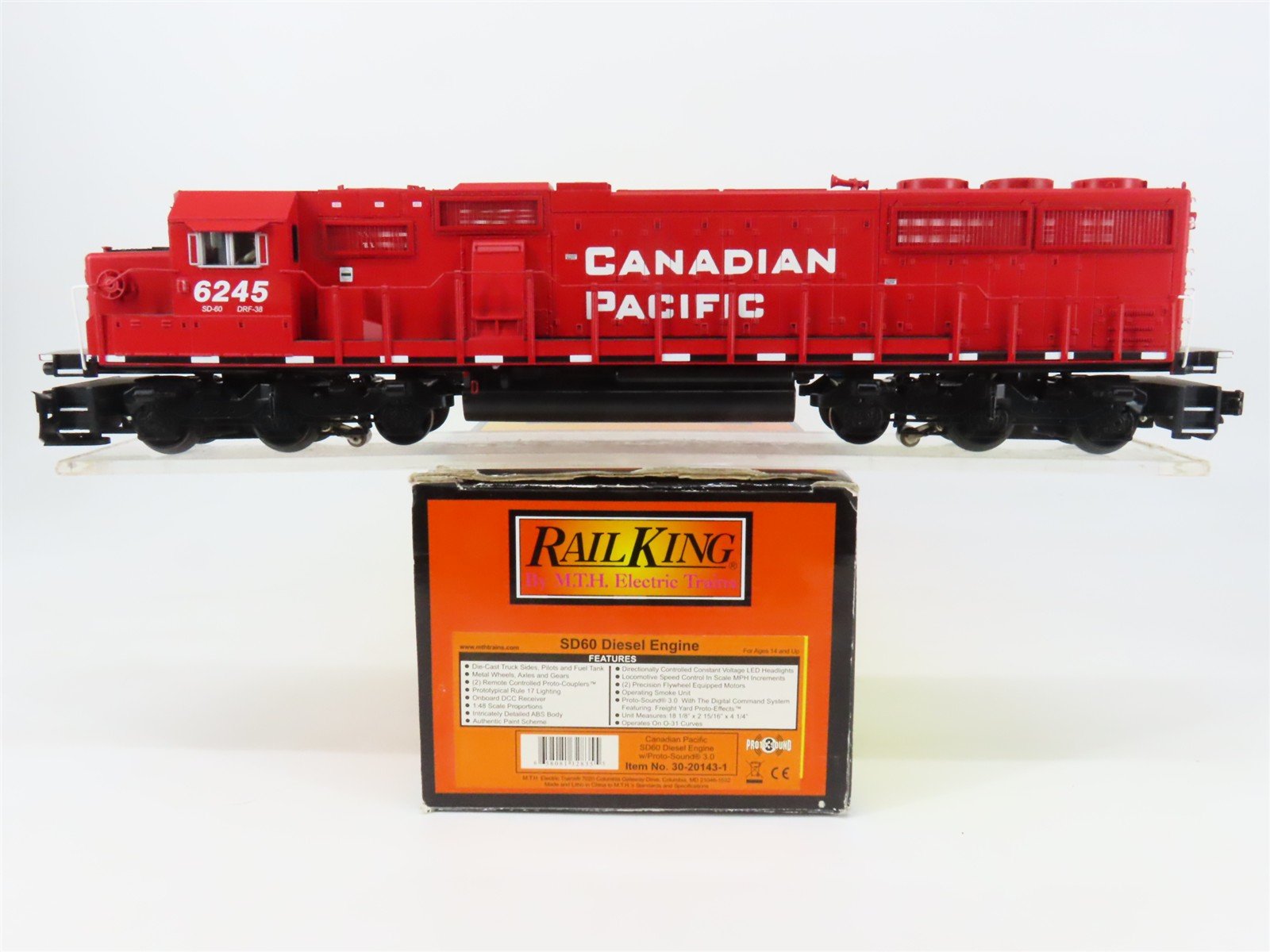 O Gauge 3-Rail MTH RailKing 30-20143-1 CP EMD SD60 Diesel #6245 - ProtoSound3