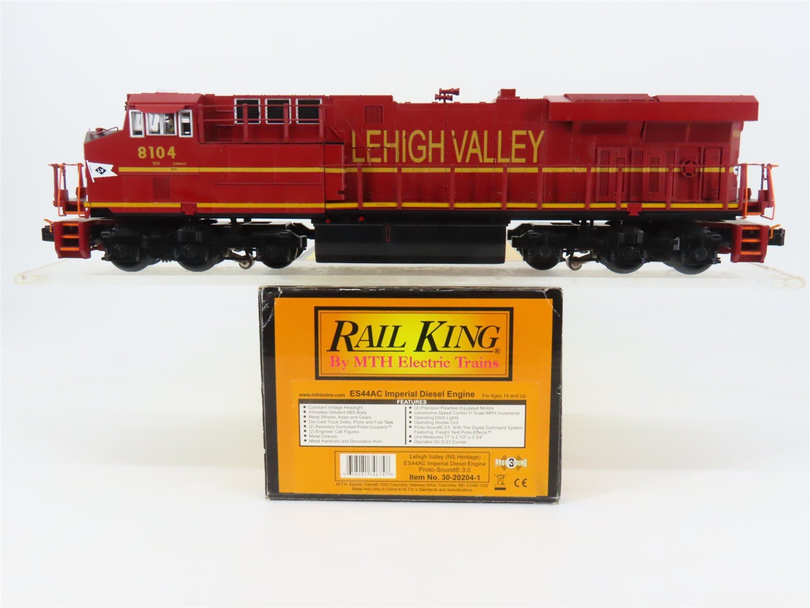 O 3-Rail MTH RailKing 30-20204-1 NS LV Heritage ES44AC Diesel #8104 -ProtoSound3