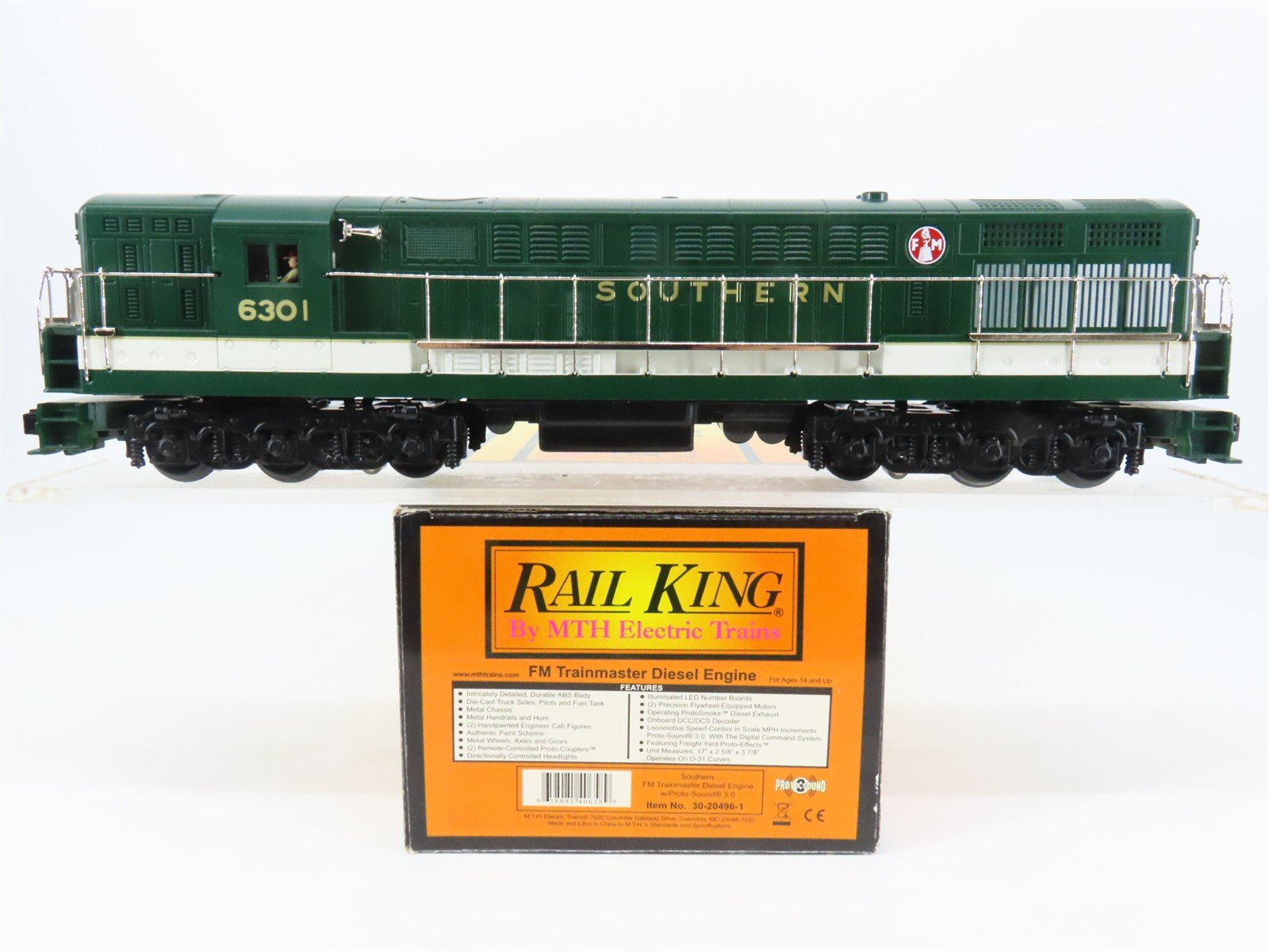 O Gauge 3-Rail MTH RailKing 30-20496-1 SOU Trainmaster Diesel #6301 -ProtoSound3