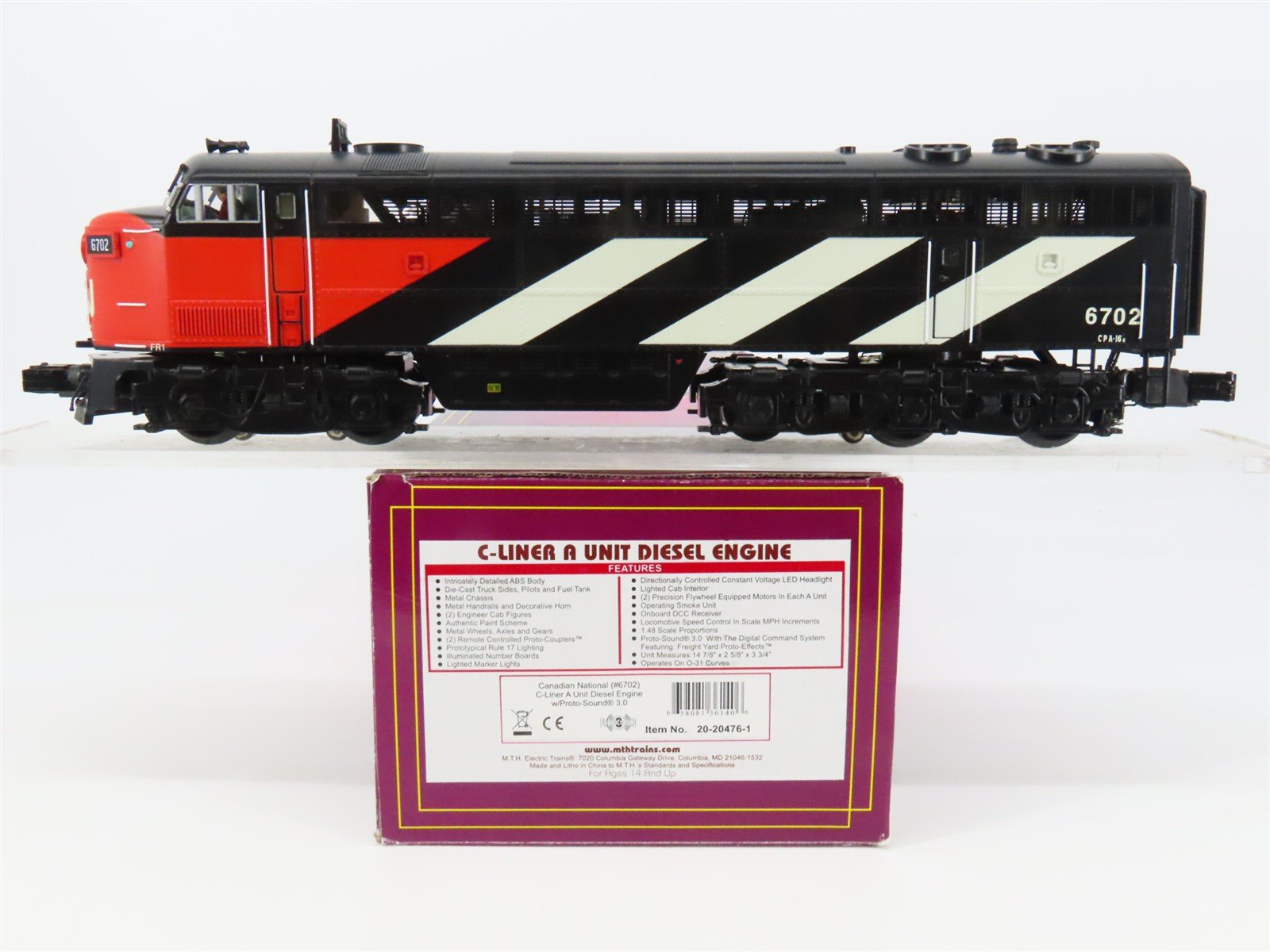 O 3-Rail MTH 20-20476-1 CN Canadian National C-Liner Diesel #6702 - ProtoSound3