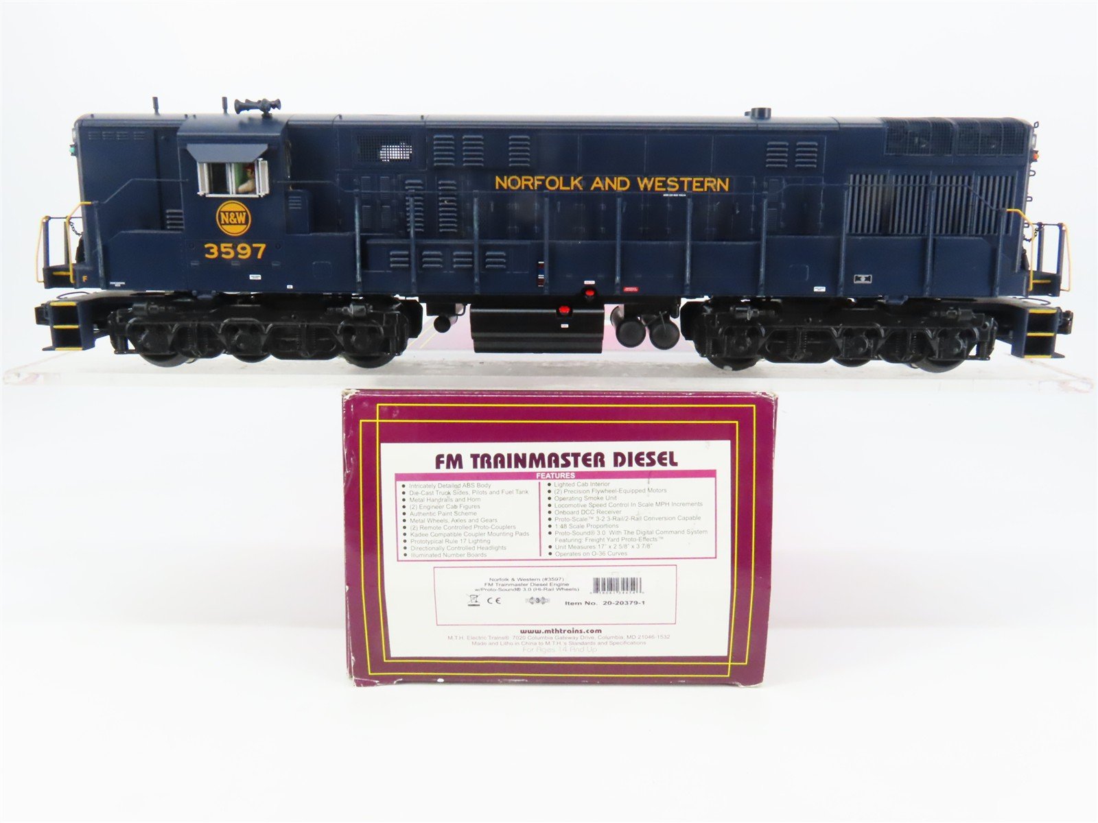 O Gauge 3-Rail MTH 20-20379-1 N&W FM Trainmaster Diesel #3597 - ProtoSound3