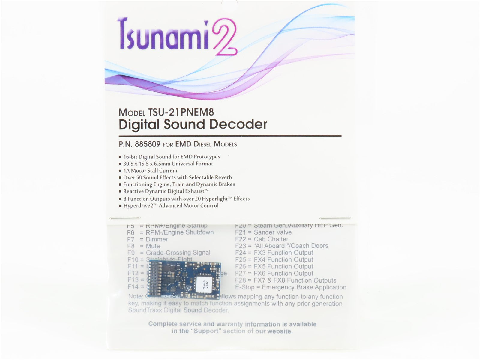 Soundtraxx Tsunami2 885809 TSU-21PNEM8 EMD Diesel DCC/SOUND Decoder