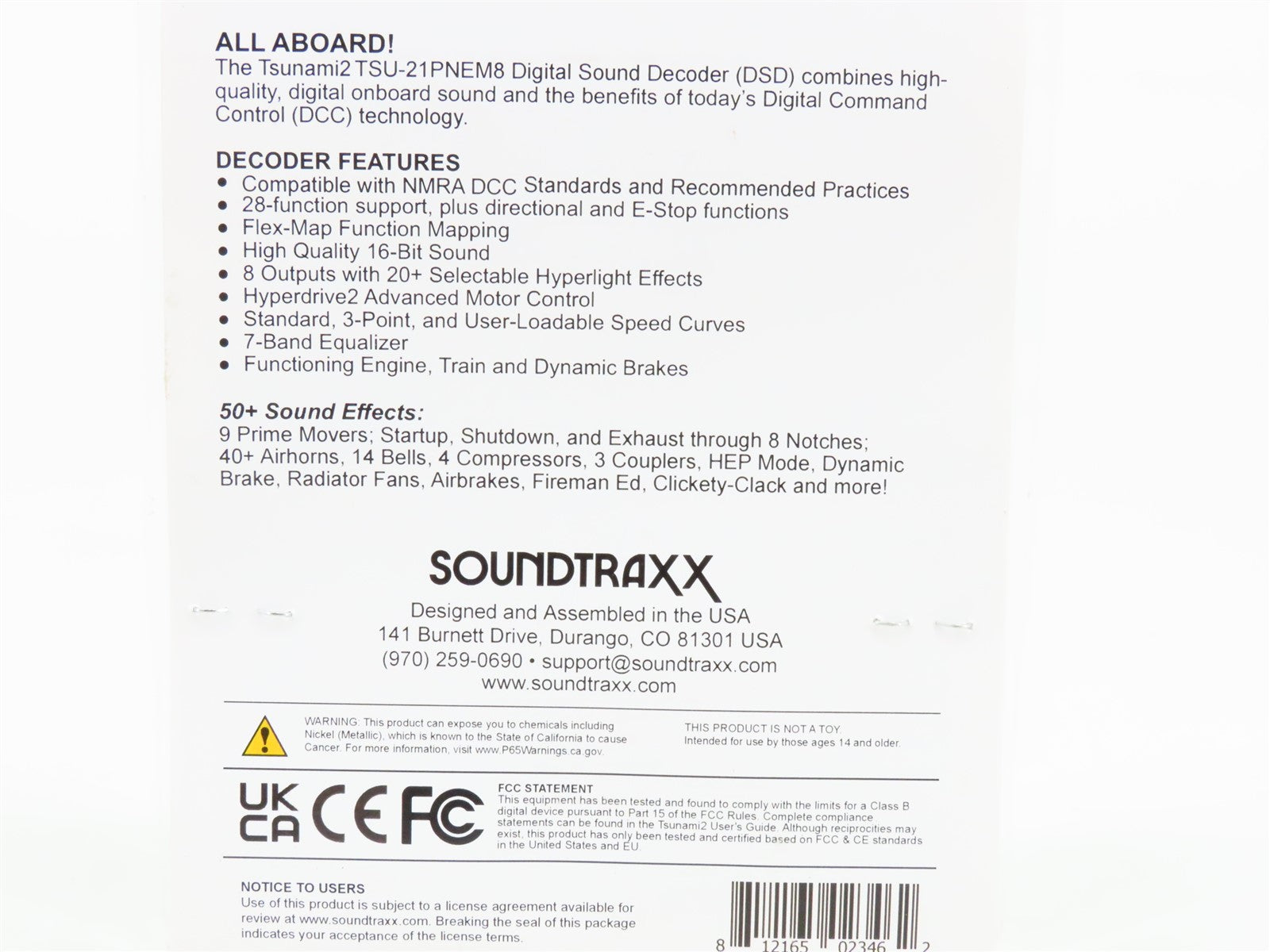 Soundtraxx Tsunami2 885809 TSU-21PNEM8 EMD Diesel DCC/SOUND Decoder