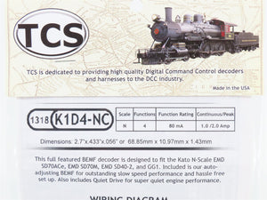 TCS 1318 K1D4-NC 4-Function Drop-in DCC Mobile Decoder for KATO N Scale