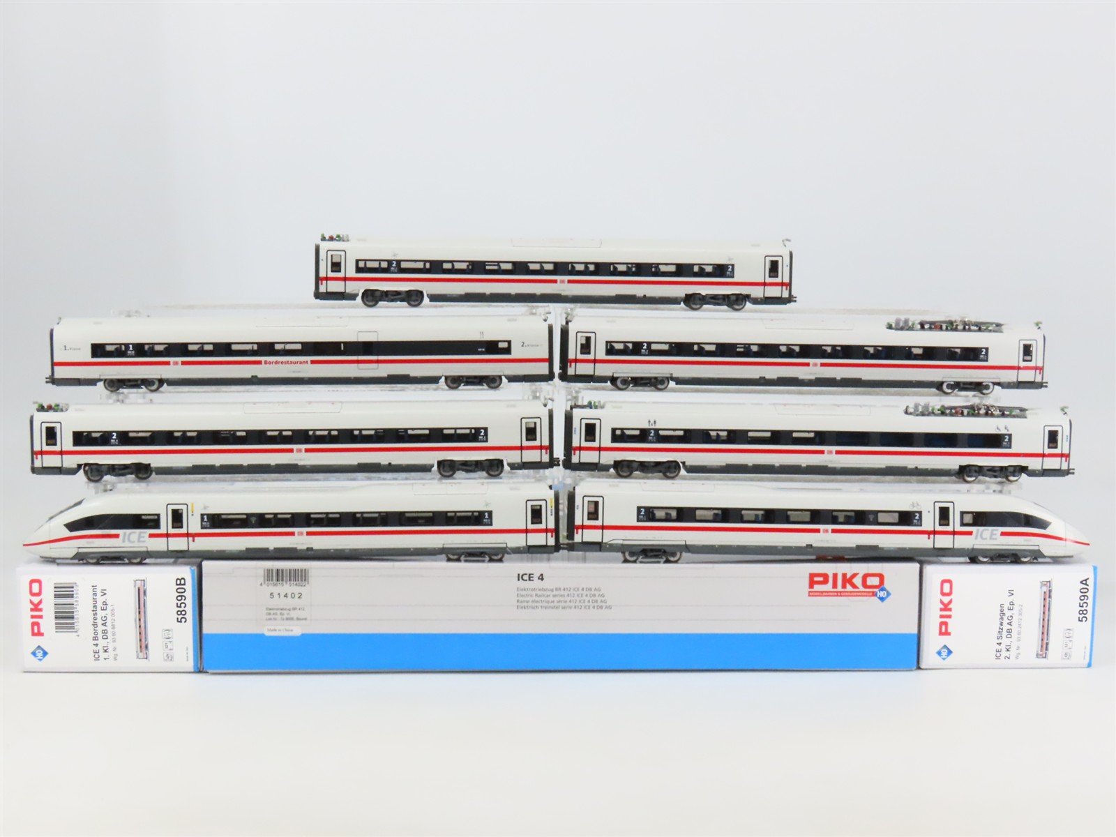 HO Scale PIKO 51402/58590/58592 DB-AG ICE 4 BR 412 EMU 7-Unit Set w/ DCC & Sound