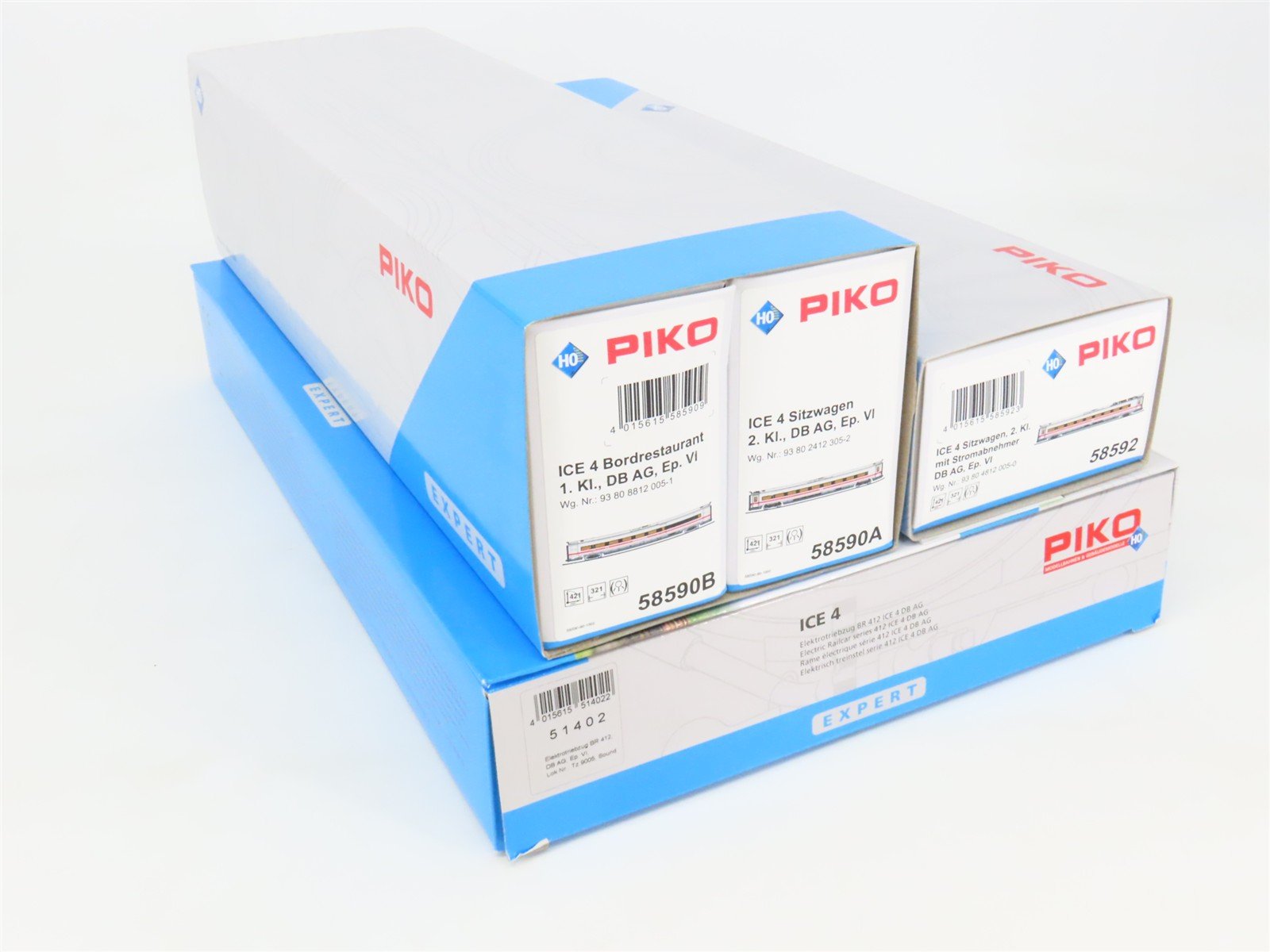 HO Scale PIKO 51402/58590/58592 DB-AG ICE 4 BR 412 EMU 7-Unit Set w/ DCC & Sound