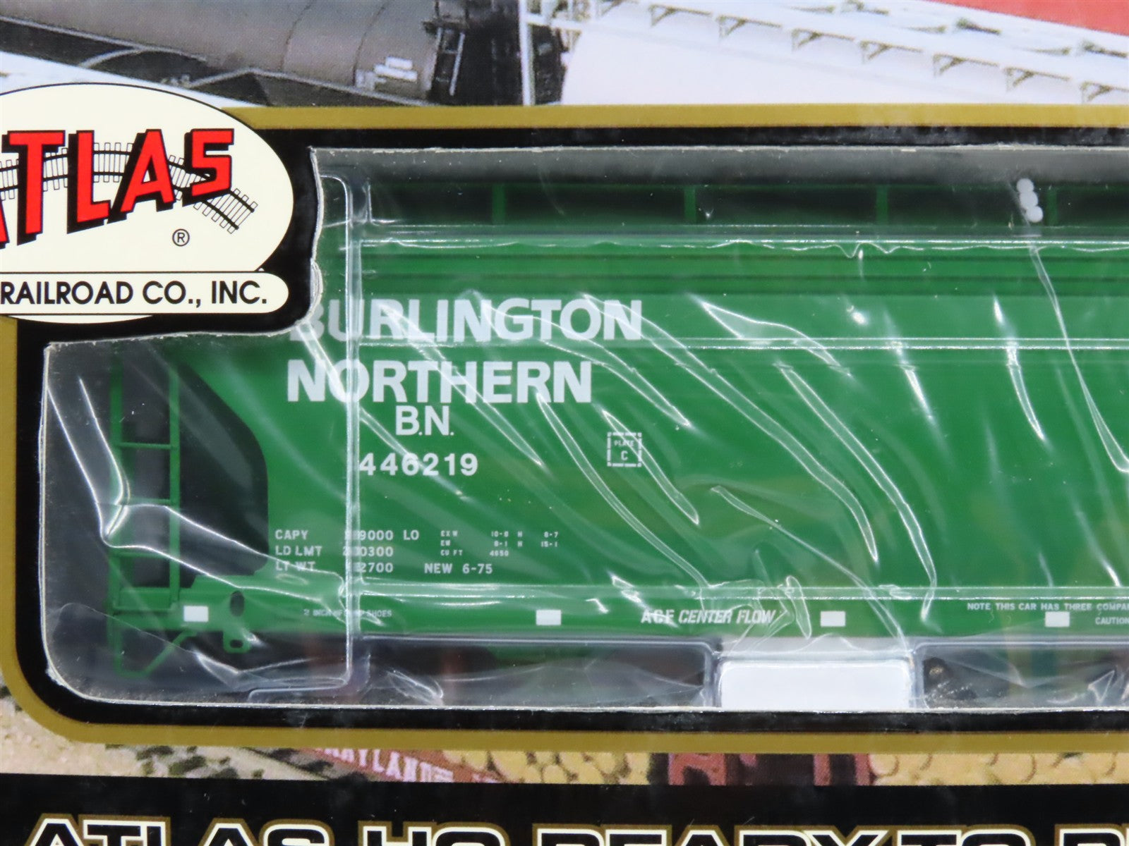 HO Scale Atlas 1454-1 BN Burlington Northern 3-Bay Centerflow Hopper Car RTR