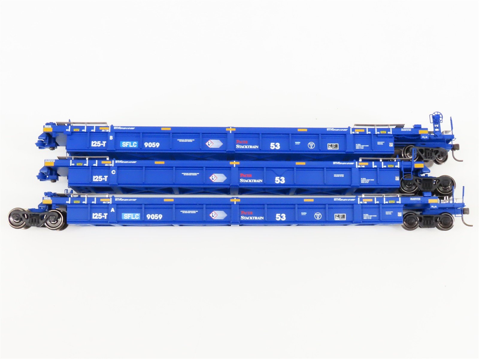 HO Scale Atlas 20004609 SFLC BNSF Railway 53' Flat Car 3-Pack 9059 RTR