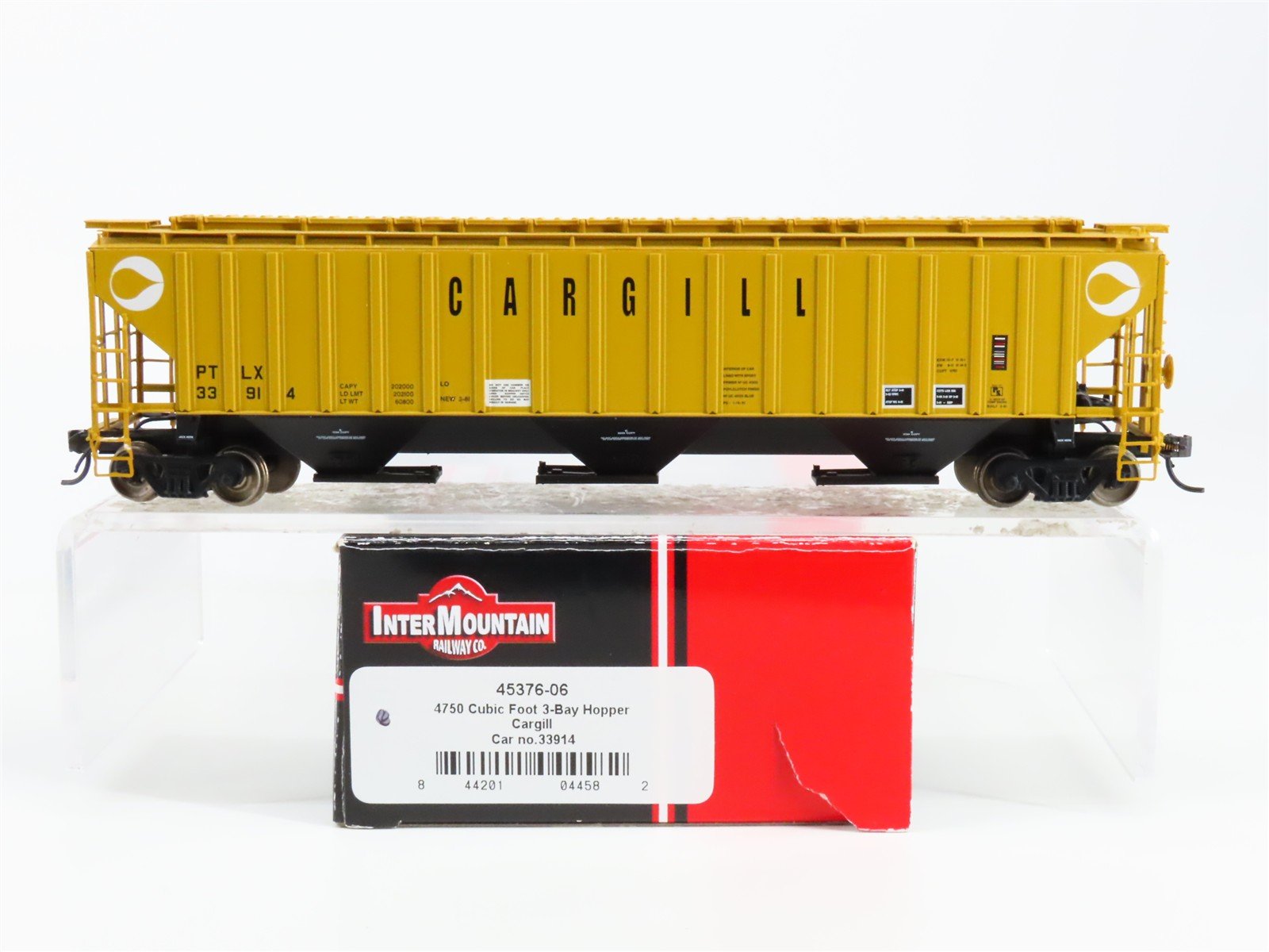HO Scale InterMountain 45376-06 PTLX Cargill 3-Bay Covered Hopper 33914 RTR