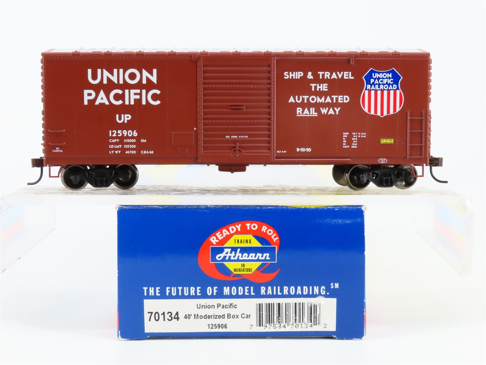 HO Scale Athearn 70134 UP Union Pacific 40' Box Car 125906 RTR