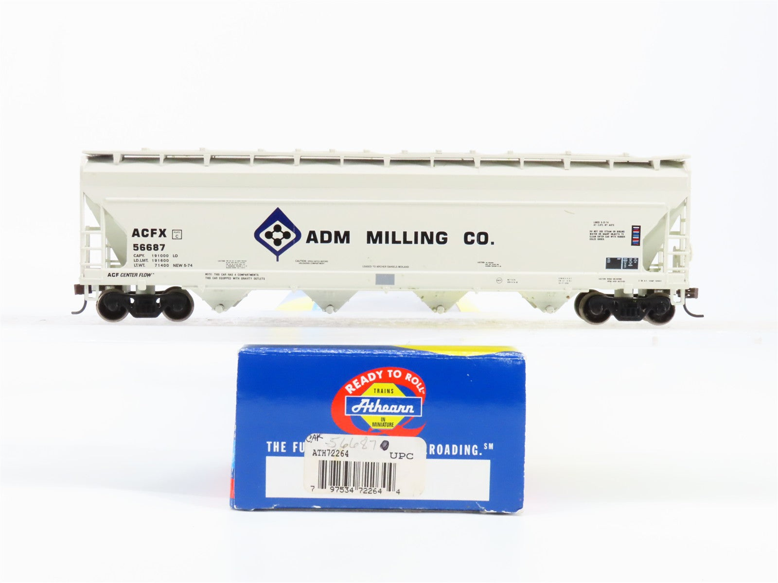 HO Scale Athearn ATH72264 ACFX ADM Milling Co. 55' 4-Bay Covered Hopper RTR