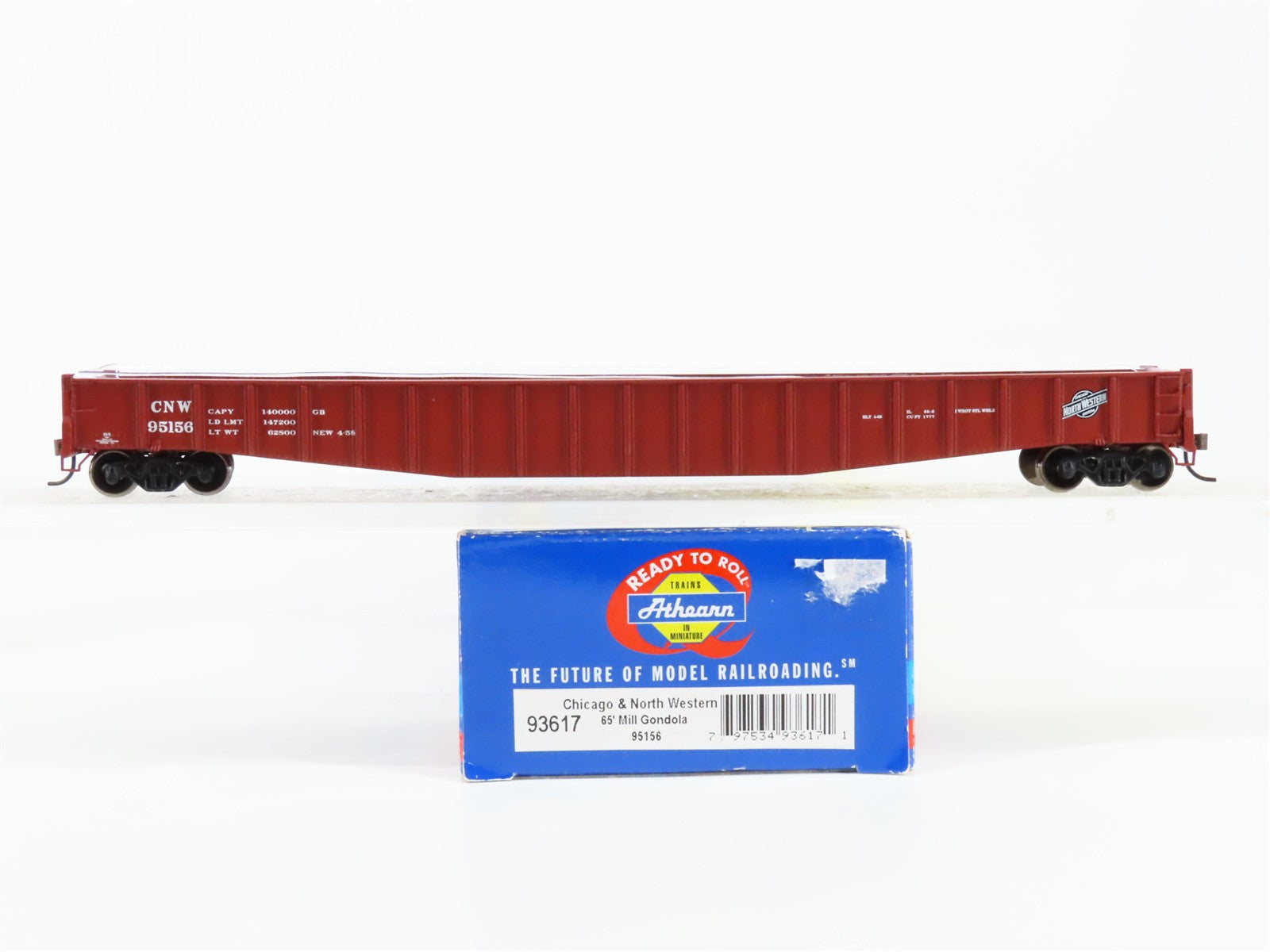 HO Scale Athearn 93617 CNW Chicago & North Western 65' Mill Gondola 95156 RTR