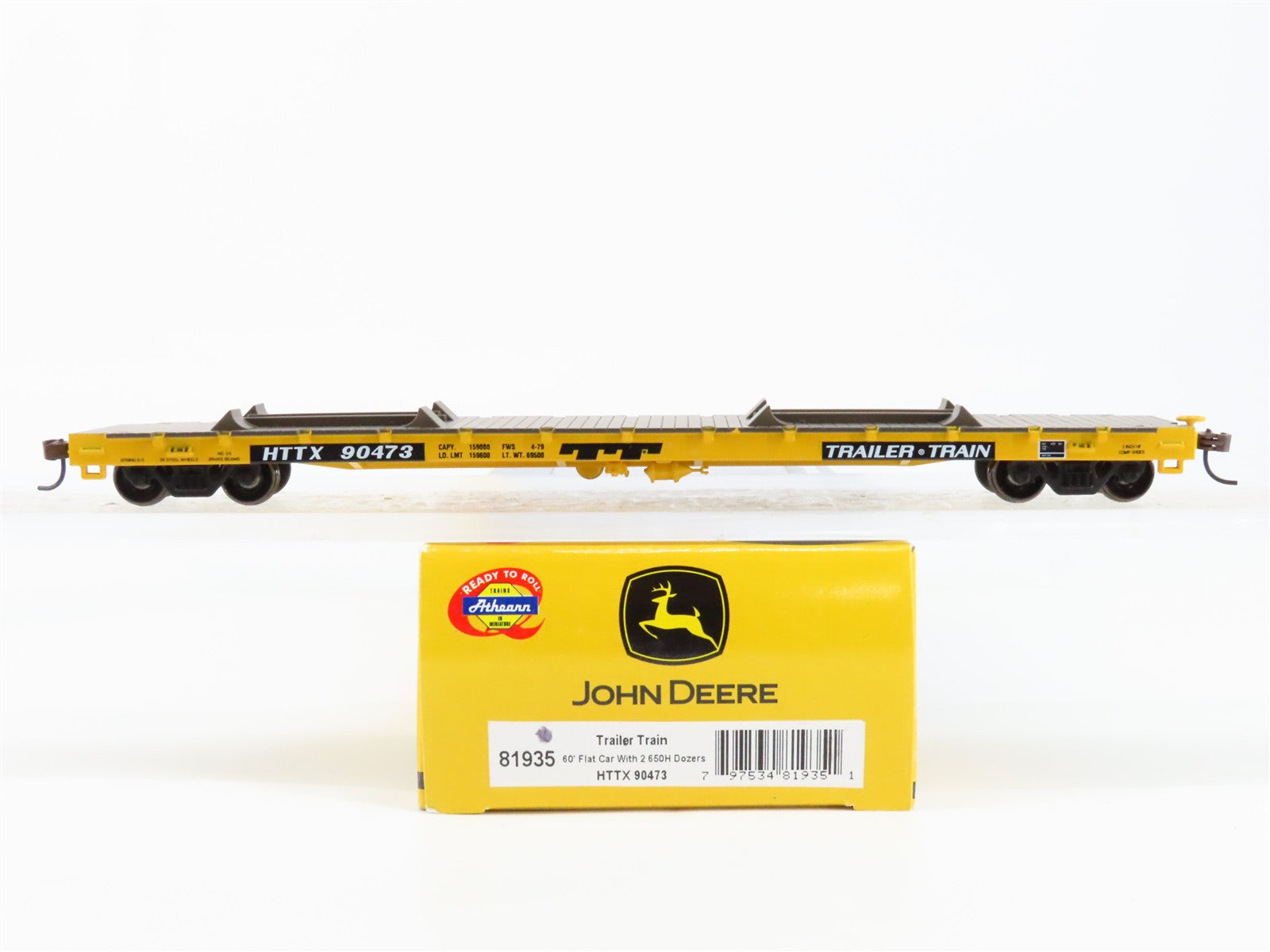 HO Scale Athearn 81935 HTTX Trailer Train 60' Flat Car 90473 RTR