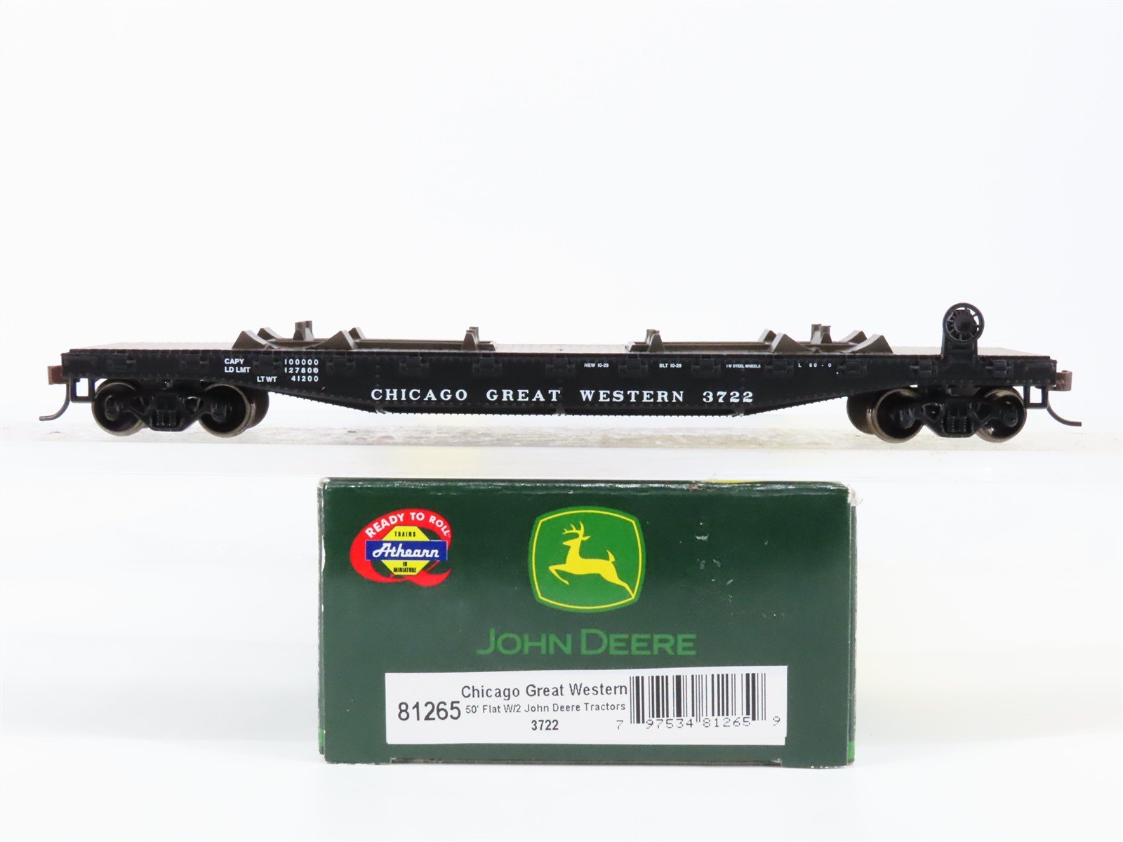 HO Scale Athearn 81265 CGW Chicago Great Western 50' Flat Car 3722 RTR