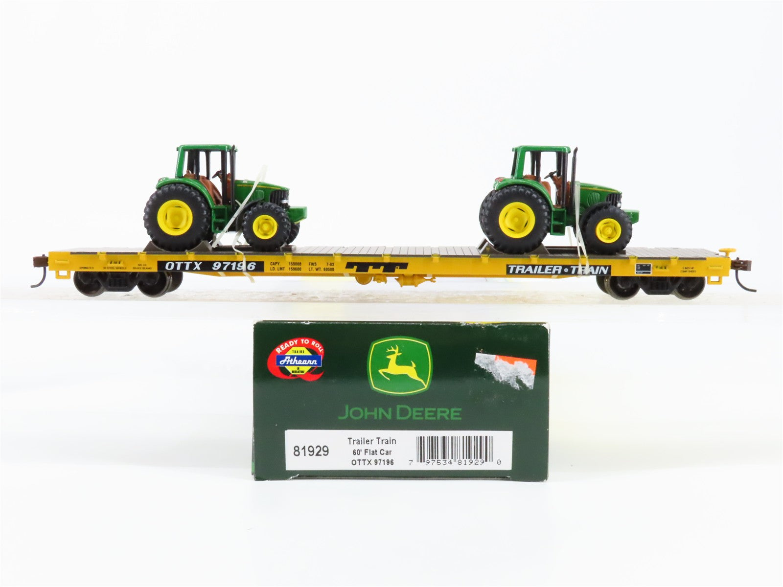 HO Scale Athearn 81929 OTTX Trailer Train 60' Flat Car 97196 RTR