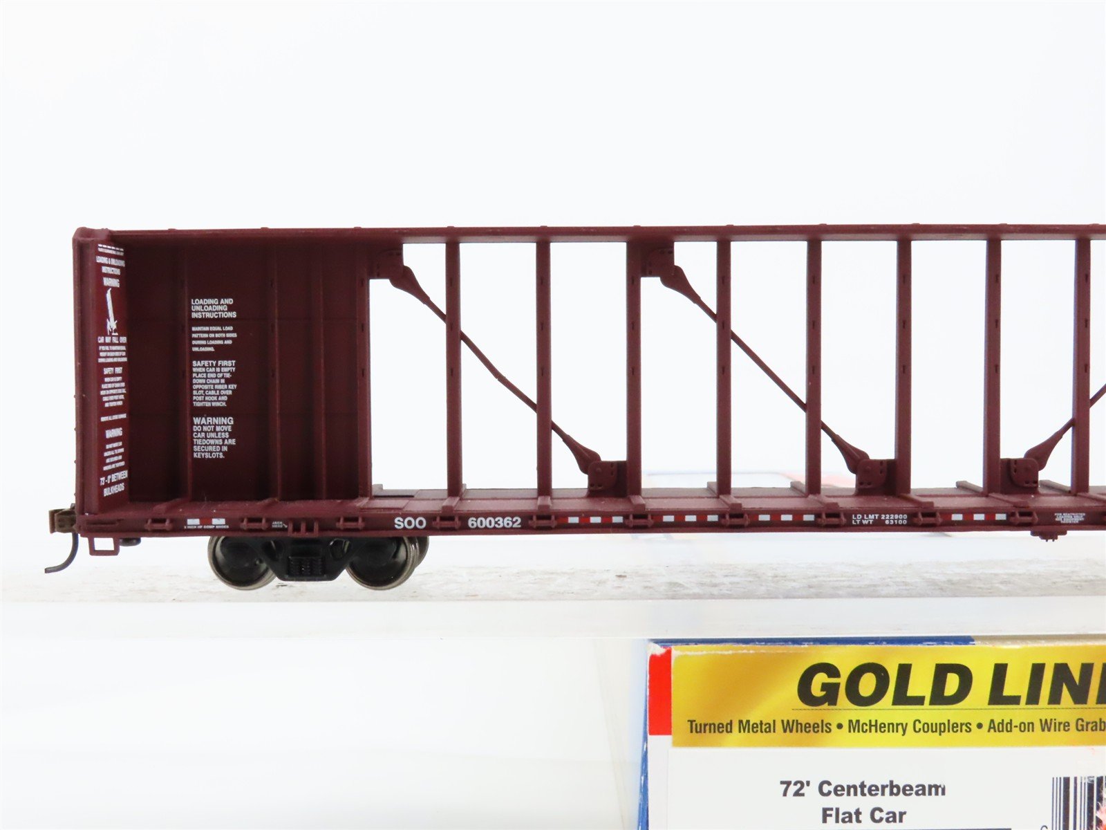 HO Scale Walthers 932-4136 Soo Line 72' Centerbeam Flat Car 600362 RTR