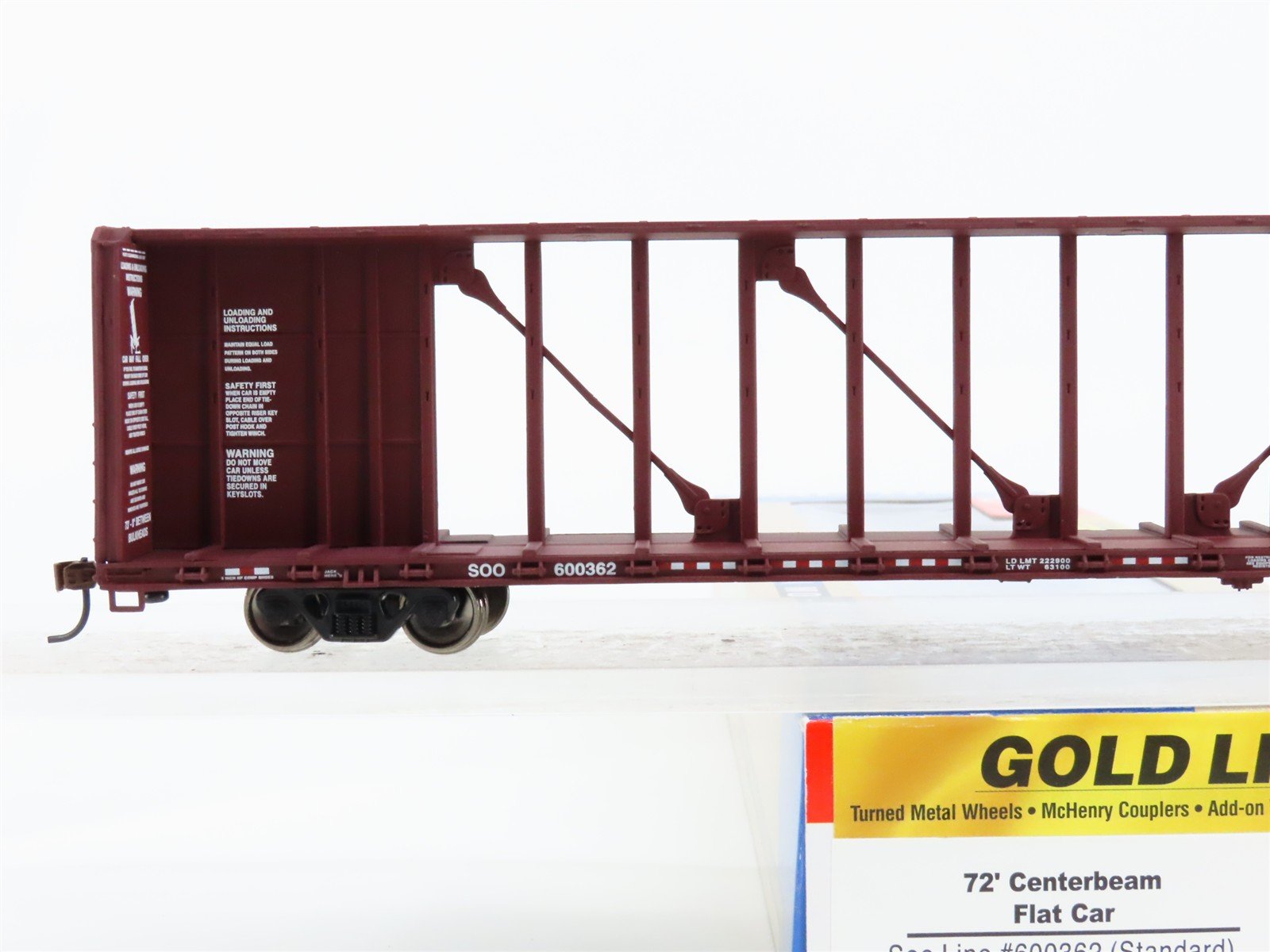 HO Scale Walthers 932-4136 Soo Line 72' Centerbeam Flat Car 600362 RTR