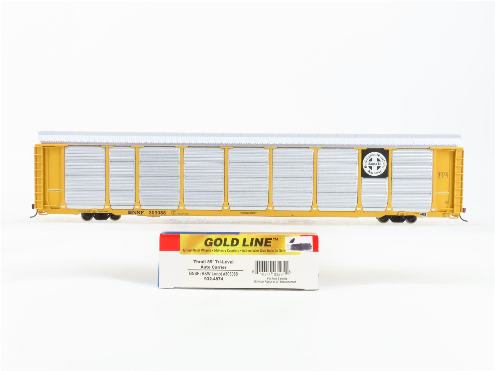 HO Scale Walthers 932-4874 BNSF Railway 89' Auto Carrier 303088 RTR