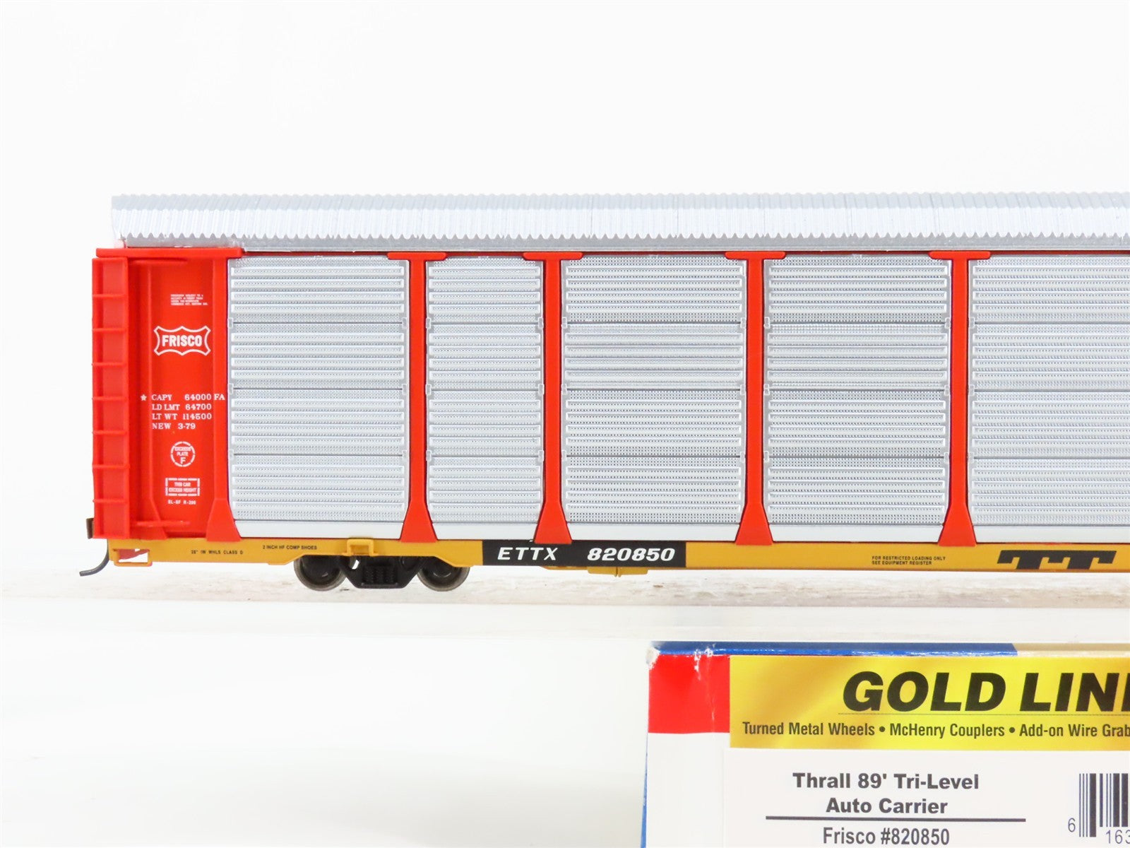 HO Scale Walthers 932-4871 SLSF Frisco 89' Thrall Tri-Level Auto Carrier RTR