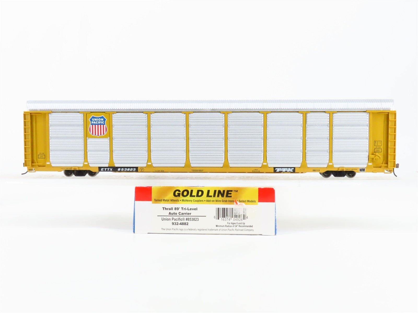 HO Scale Walthers 932-4882 UP Union Pacific 89' Tri-Level Auto Carrier RTR