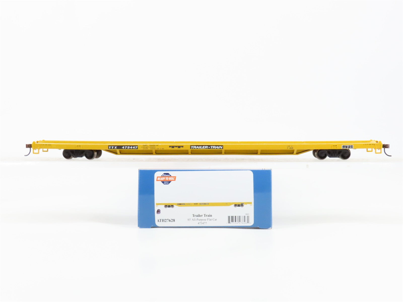 HO Scale Athearn ATH27628 TTX Trailer Train 85' All-Purpose Flat Car 473477 RTR
