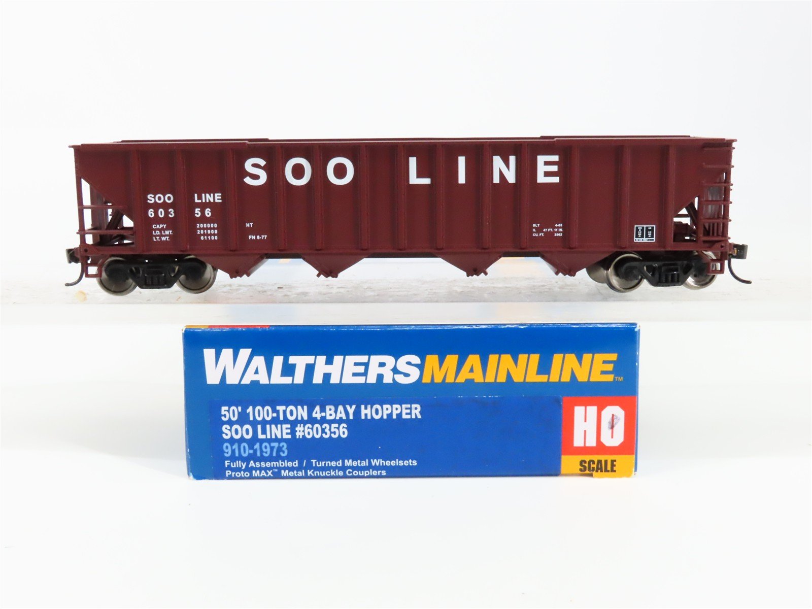 HO Scale Walthers 910-1973 Soo Line 50' 4-Bay Hopper 60356 RTR