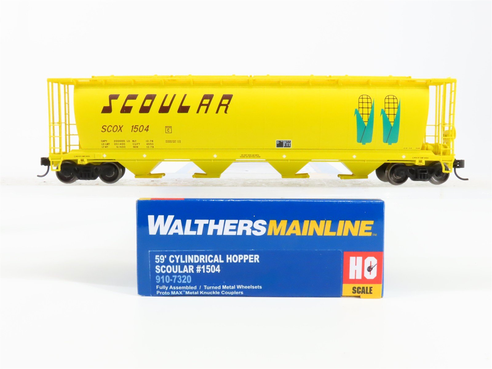 HO Scale Walthers 910-7320 SCOX Scoular 59' 59' Cylindrical Hopper 1504 RTR