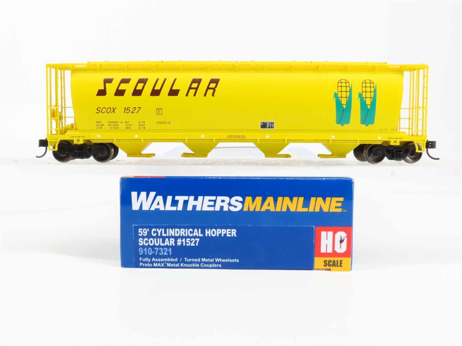 HO Scale Walthers 910-7321 Scoular 59' Cylindrical Hopper 1527 RTR