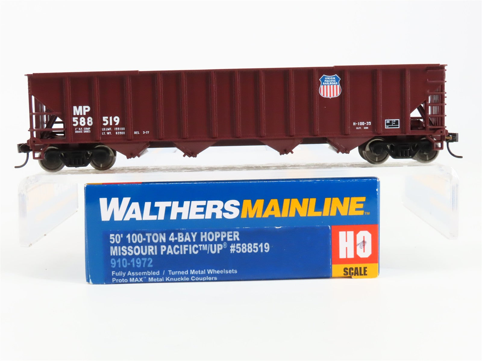 HO Scale Walthers 910-1972 MP Missouri Pacific 50' 4-Bay Hopper 588519 RTR