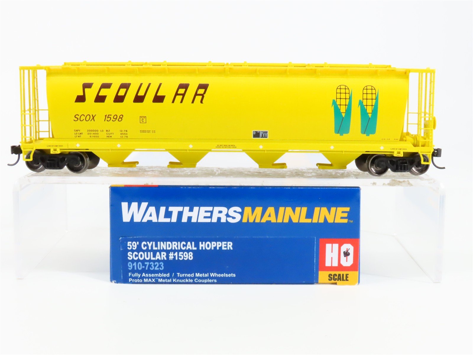 HO Scale Walthers 910-7323 SCOX Scoular 59' Cylindrical Hopper 1598 RTR