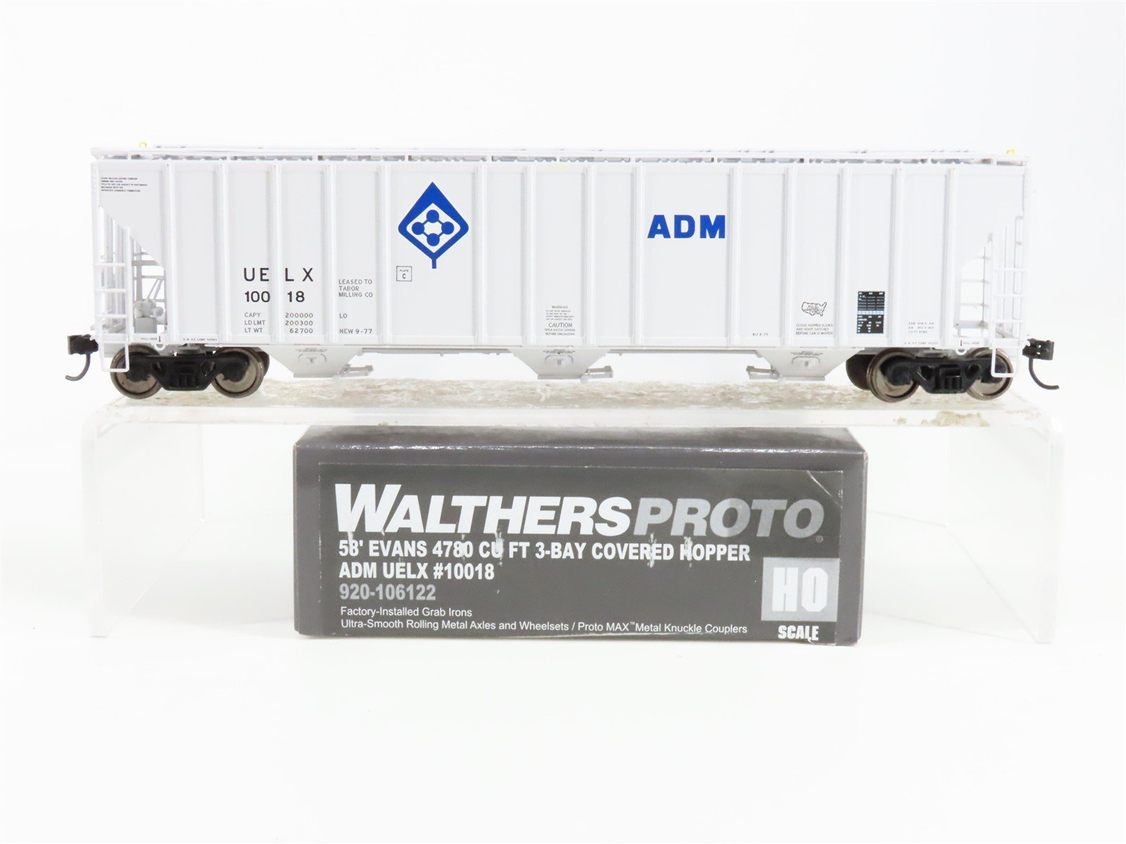 HO Scale Walthers 920-106122 UELX ADM 58' 3-Bay Covered Hopper 10018 RTR