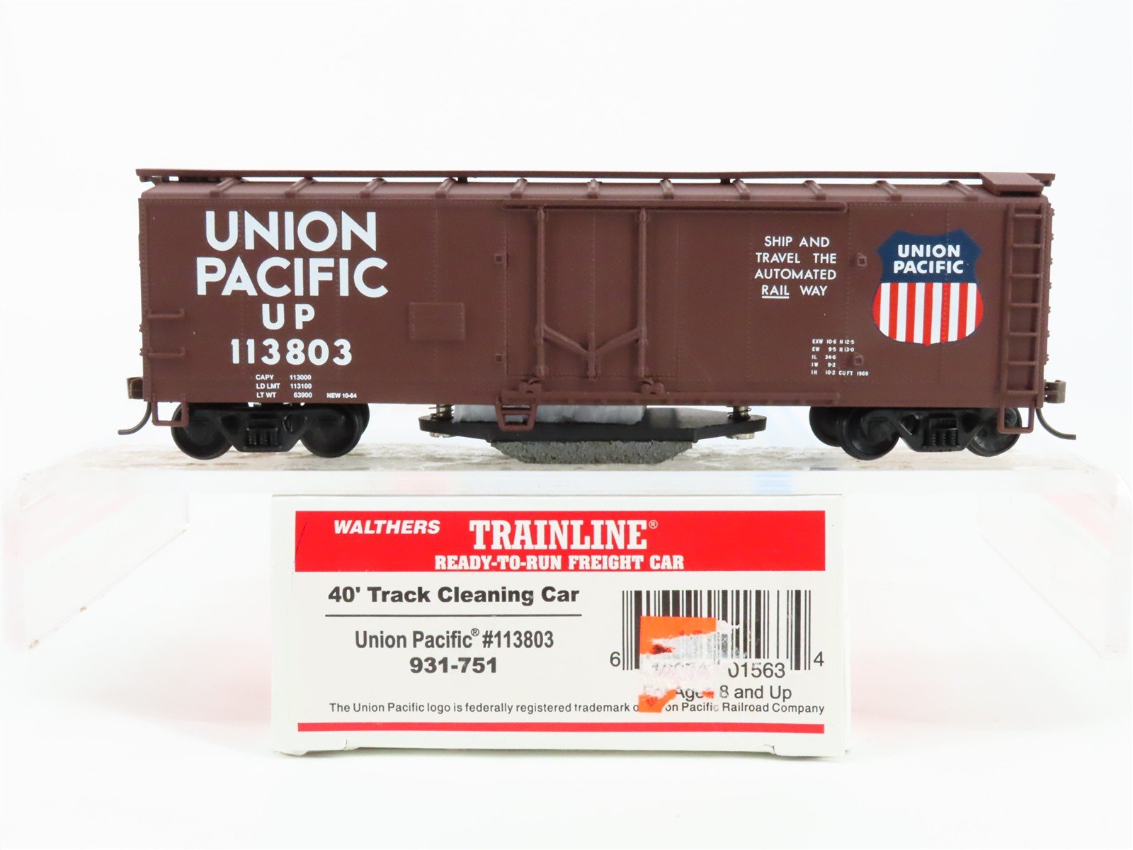 HO Scale Walthers 931-751 UP Union Pacific 40' Track Cleaning Box Car 113803 RTR
