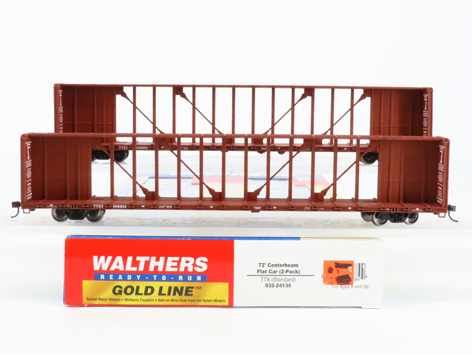 HO Scale Walthers 932-24135 TTX 72' Centerbeam Flat Car 2-Pack RTR
