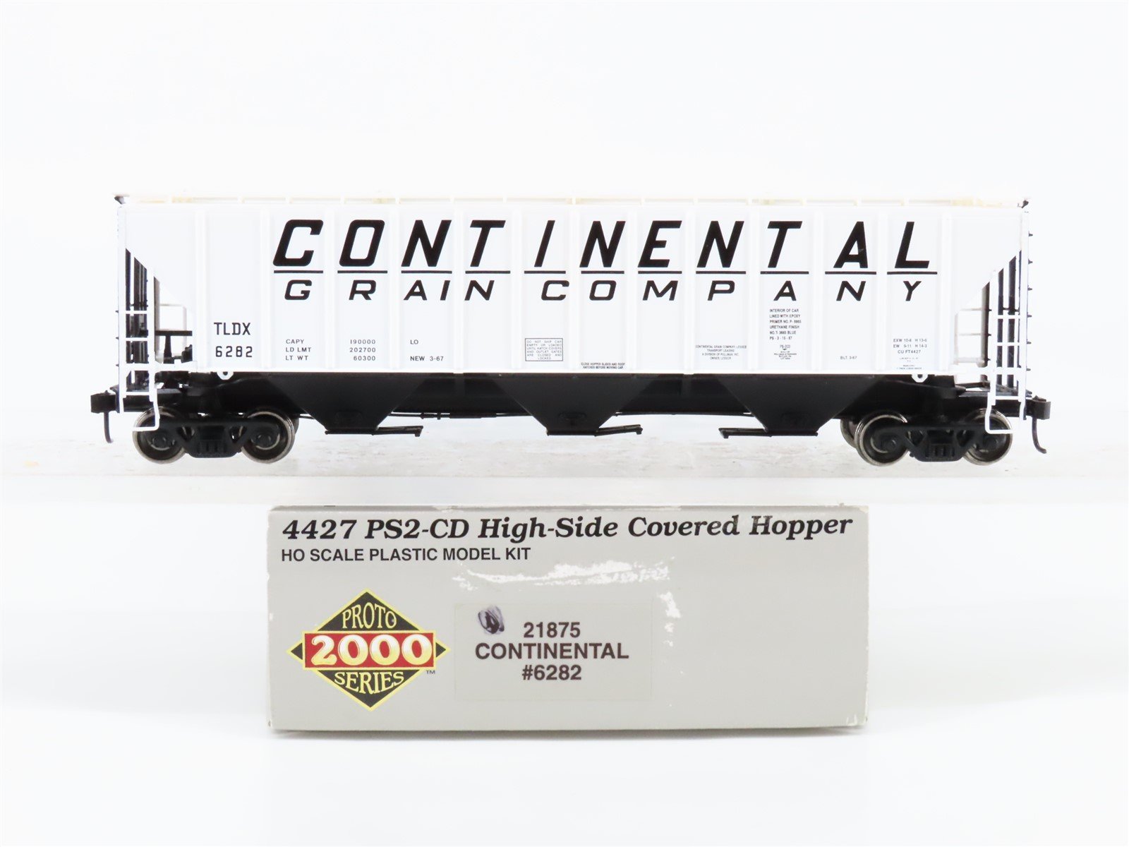 HO Scale Life-Like Proto 2000 21875 TLDX Continental 3-Bay Covered Hopper #6282