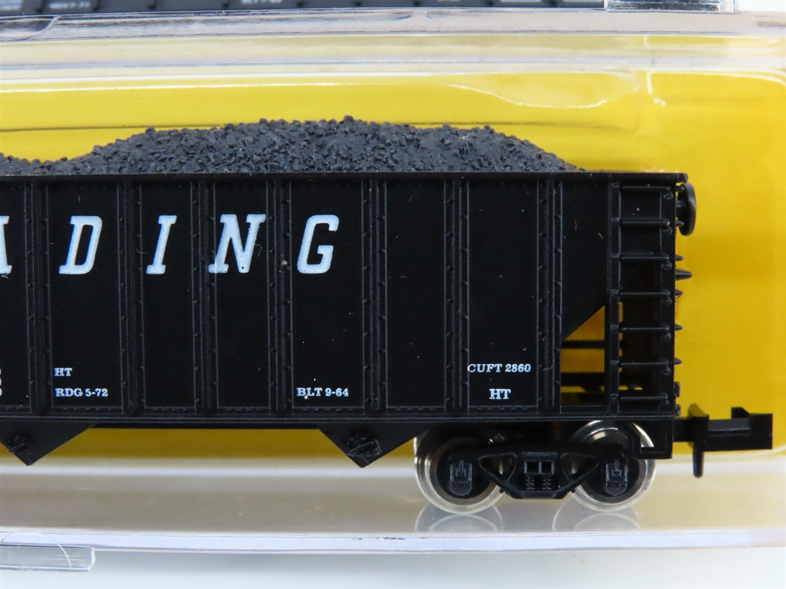 LOT of 4 N Scale Atlas PRR/EL/RDG 3-Bay Open Hopper Cars w/Coal Load