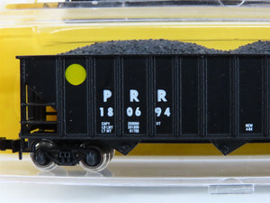 LOT of 4 N Scale Atlas PRR/EL/RDG 3-Bay Open Hopper Cars w/Coal Load