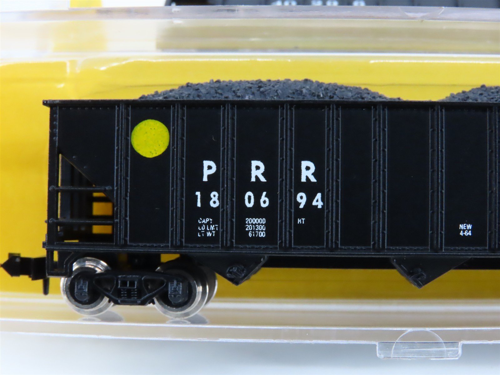 LOT of 4 N Scale Atlas PRR/CRR/RDG 3-Bay Open Hopper Cars w/Coal Load