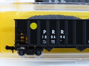 LOT of 4 N Scale Atlas PRR/CRR/RDG 3-Bay Open Hopper Cars w/Coal Load