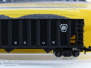 LOT of 4 N Scale Atlas PRR/CRR/RDG 3-Bay Open Hopper Cars w/Coal Load