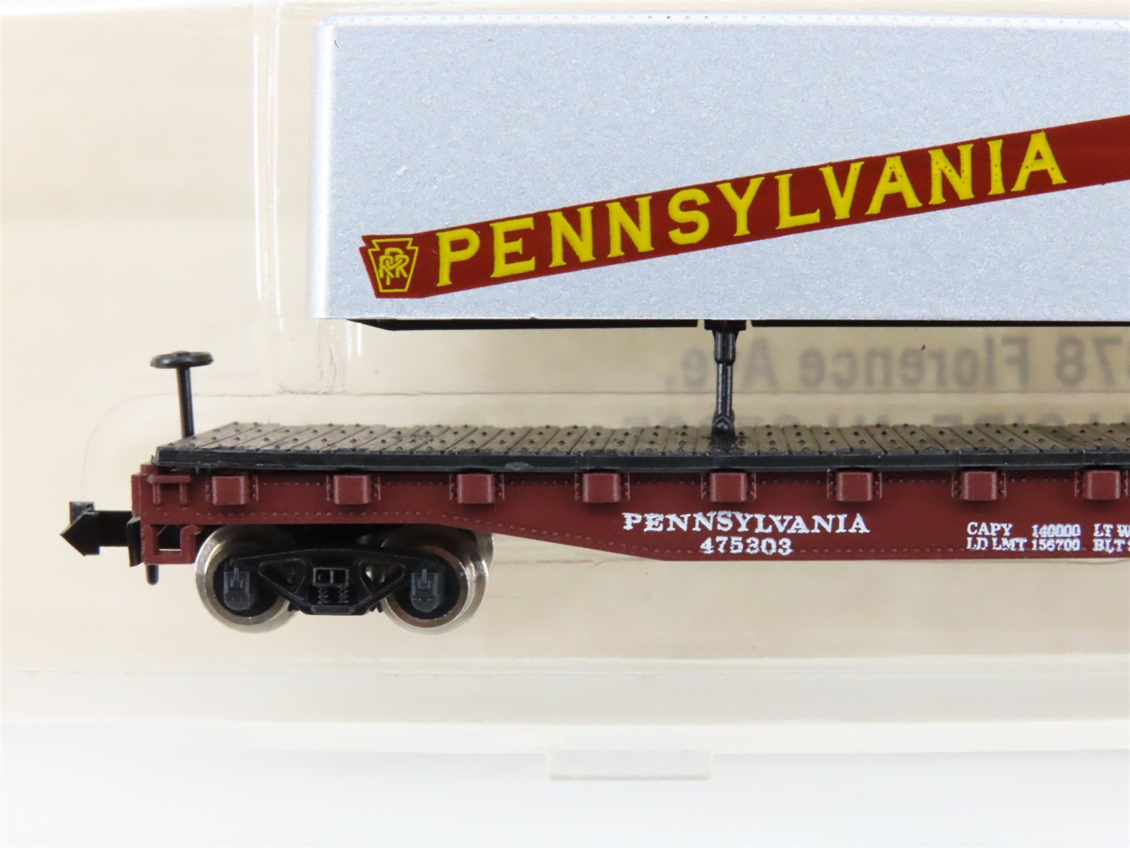 N Scale Atlas 3774 PRR Pennsylvania Flatcar #475303 w/40' Trailer
