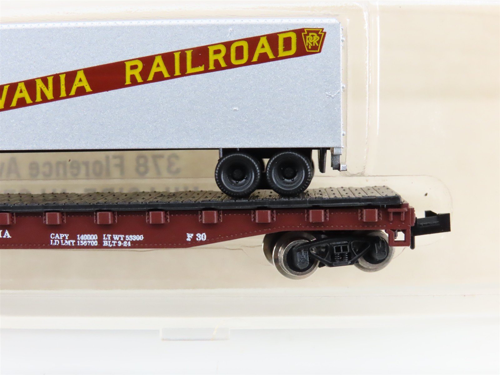 N Scale Atlas 3774 PRR Pennsylvania Flatcar #475303 w/40' Trailer