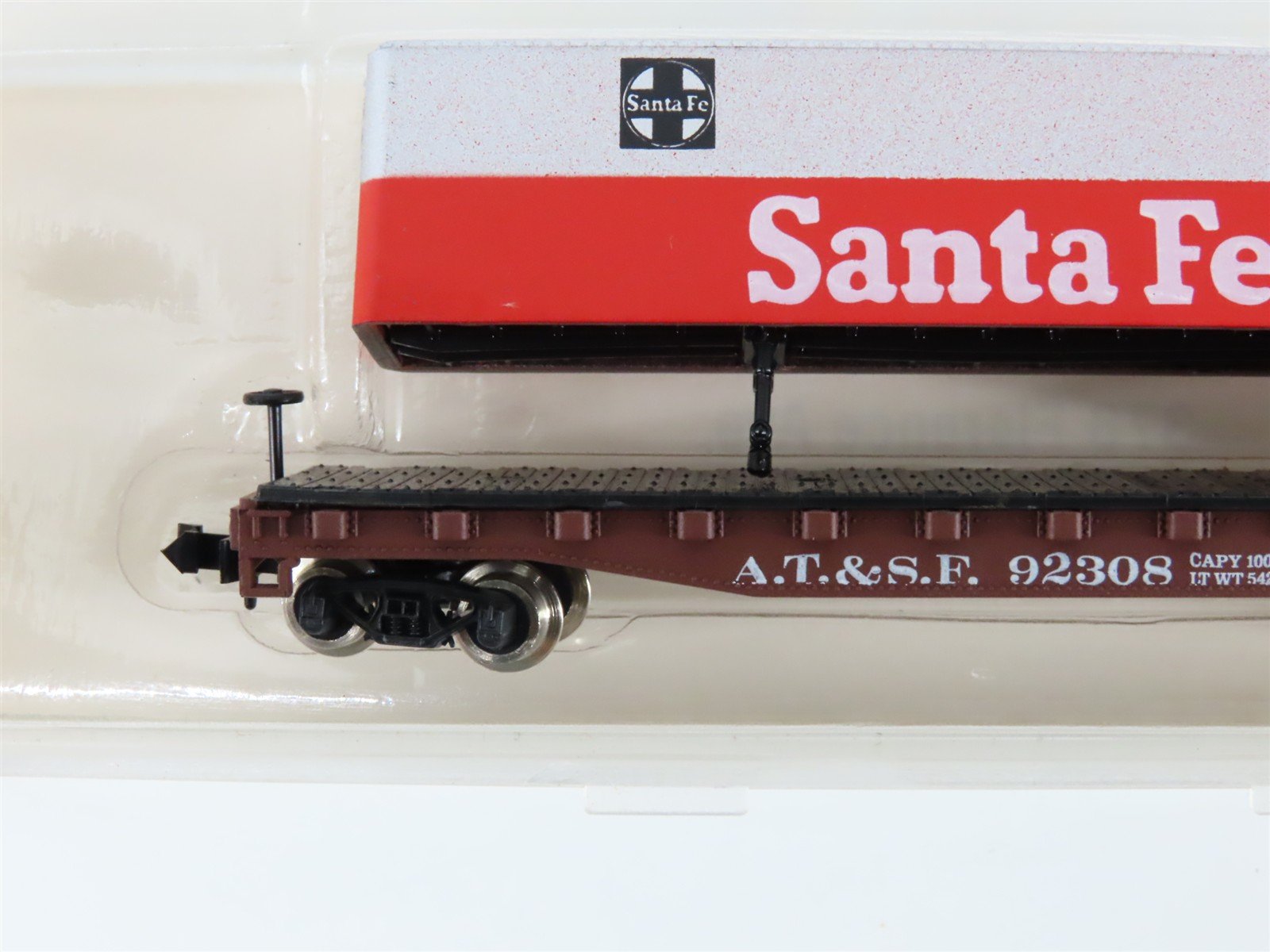 N Scale Atlas 3775 ATSF Santa Fe Flatcar #92308 w/40' Trailer
