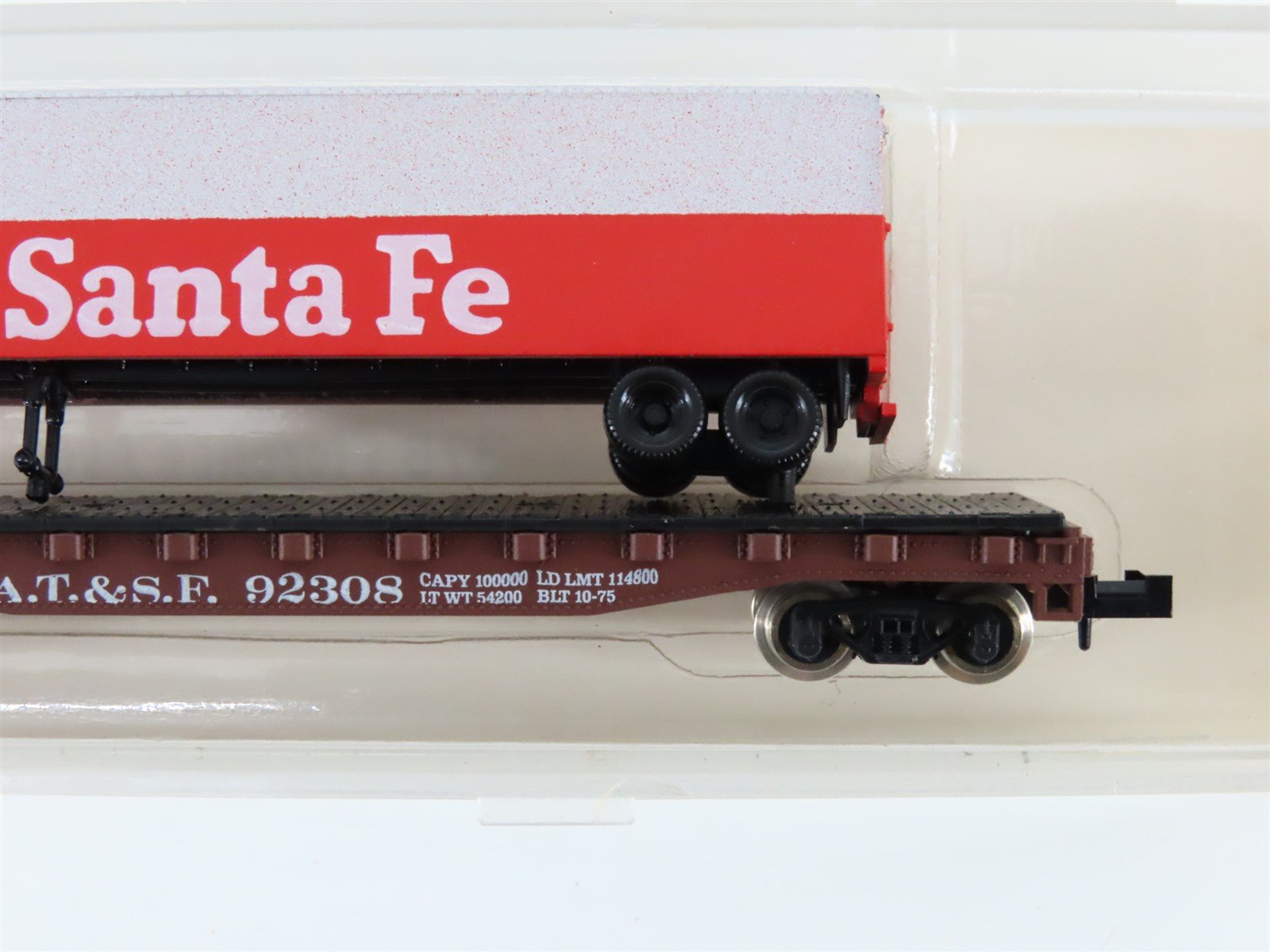 N Scale Atlas 3775 ATSF Santa Fe Flatcar #92308 w/40' Trailer