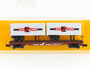 N Scale Atlas 3741 CR Conrail Flatcar #700829 w/2 Sea Land Trailers