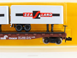 N Scale Atlas 3741 CR Conrail Flatcar #700829 w/2 Sea Land Trailers