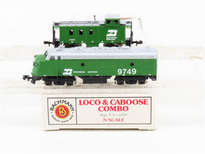 N Scale Bachmann BN Burlington Northern F7A Diesel Locomotive #9749 w/ Caboose