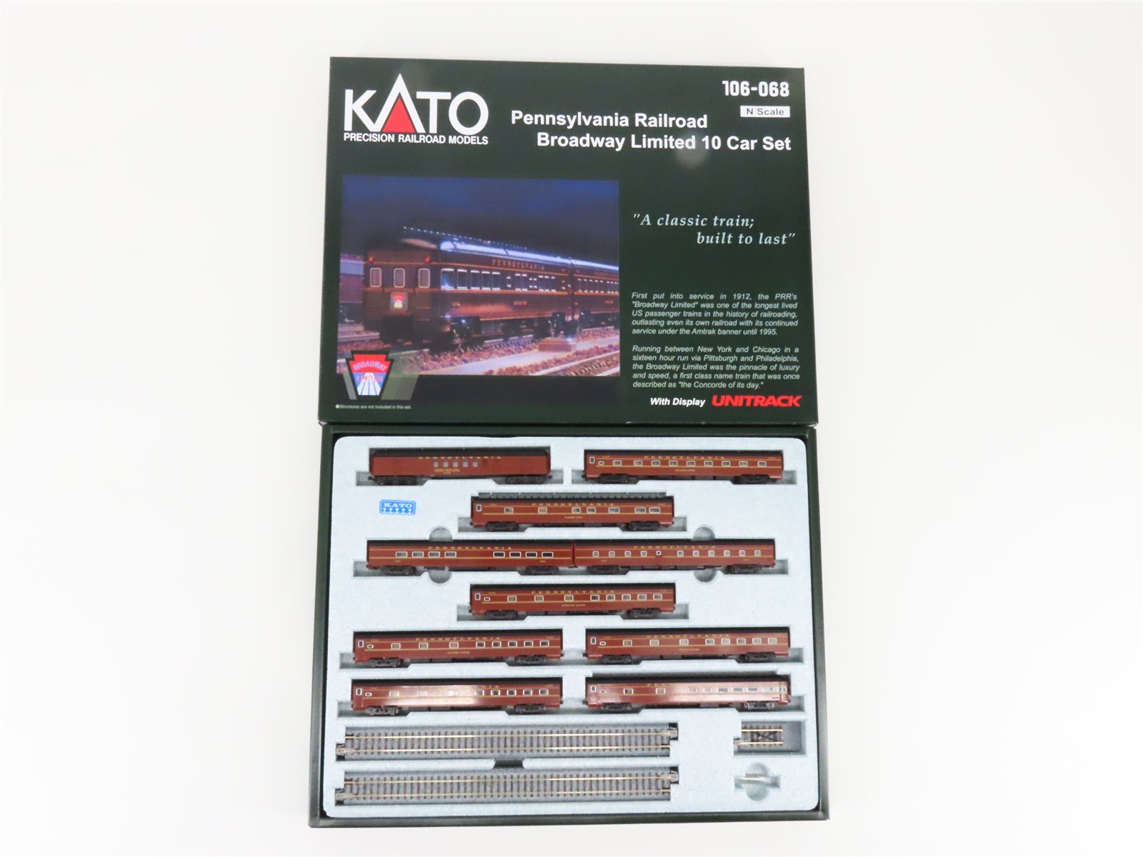 N Scale Kato 106-068 Pennsylvania Broadway Limited Passenger 10-Car Set wTrack